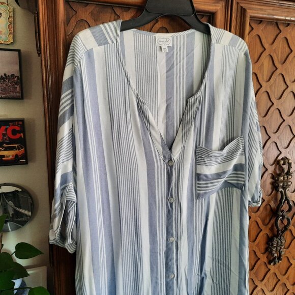 Mud Pie Beach Striped Slouchy Swim Coverup Tunic  - Size M - Picture 3 of 14